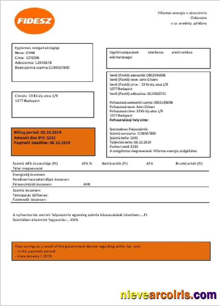 Hungary FIDESZ utility bill